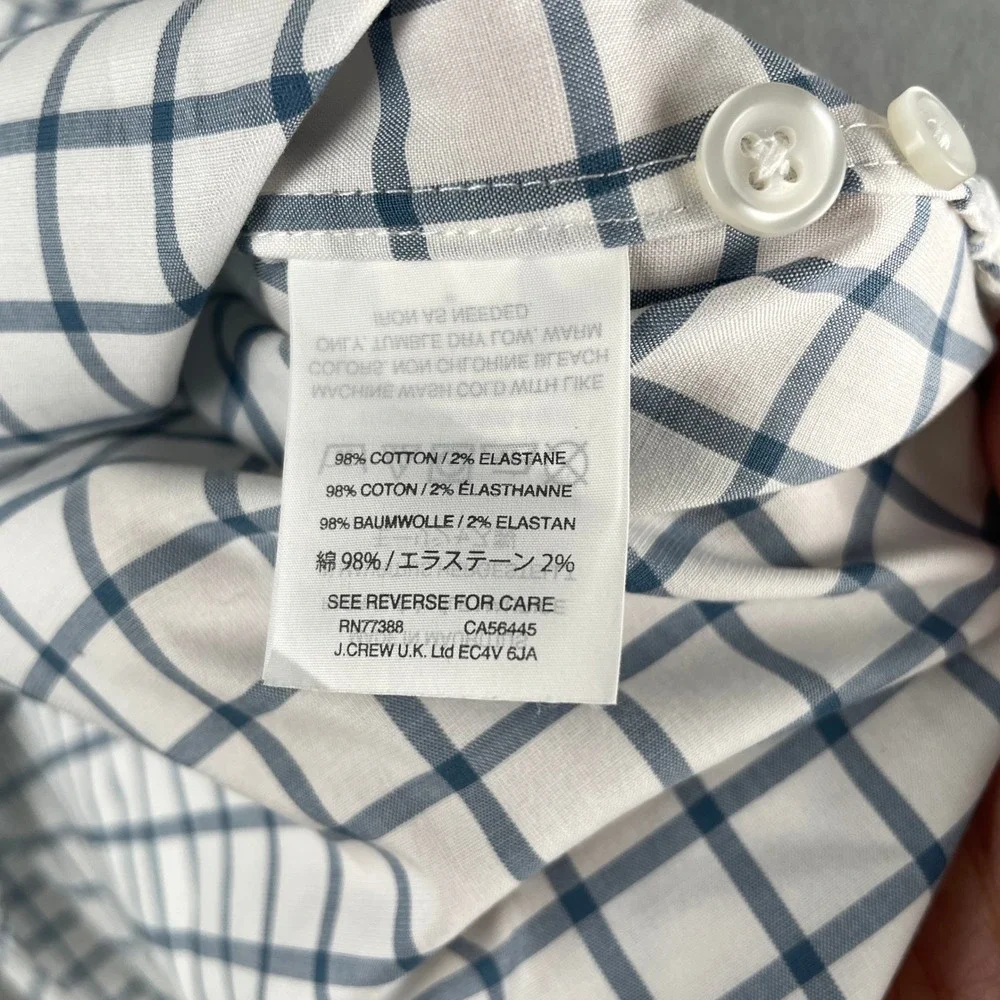 J.Crew Ludlow Men's Dress‎ Shirt S 15 33 Blue White Grid Check Classic Fit